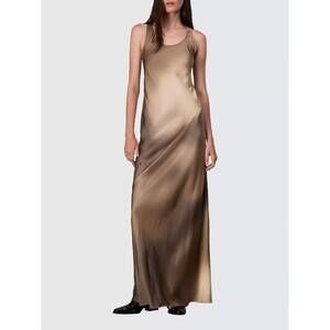 NEW RAG & BONE daisy satin maxi dress in brown multi